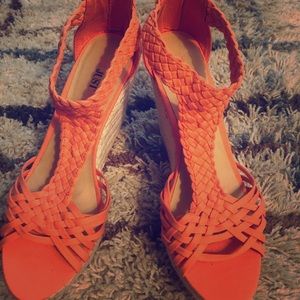 Just Fab Orange Wedges.... Worn Once